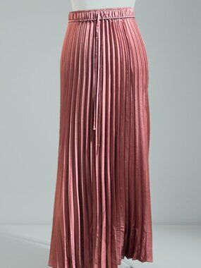 Express Blush Pink High Waist Pleated Satin Maxi Skirt NWT Sz XL